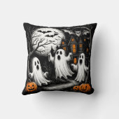 ハロウィン不気味シーンと幽霊 クッション (裏面)