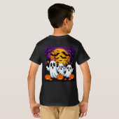 ハロウィン不気味シーンと幽霊 Tシャツ (裏面フル)
