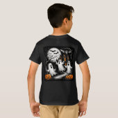 ハロウィン不気味シーンと幽霊 Tシャツ (裏面フル)