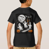 ハロウィン不気味シーンと幽霊 Tシャツ (裏面)