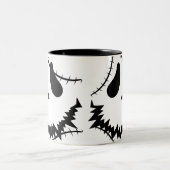 ハロウィン不気味ジャック・オ・ランタン・カボチャ顔 ツートーンマグカップ (中央)