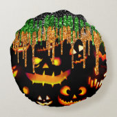ハロウィン不気味ジャックOランタン ラウンドクッション (裏面)