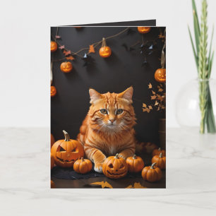 ハロウィン不気味ジンジャーキャットとカボキンズホリデー カード