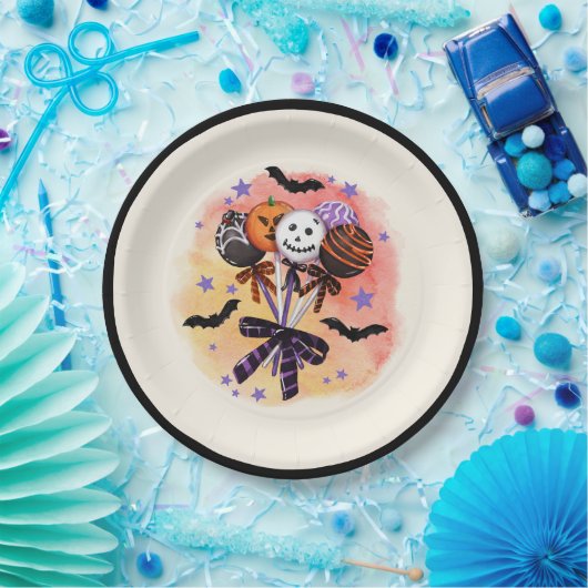 ハロウィン不気味スウィートケーキポップ ペーパープレート (パーティー)