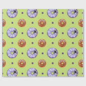 ハロウィン不気味スウィートスパイダーモンスタードーナツグリーン ラッピングペーパー (フラット)