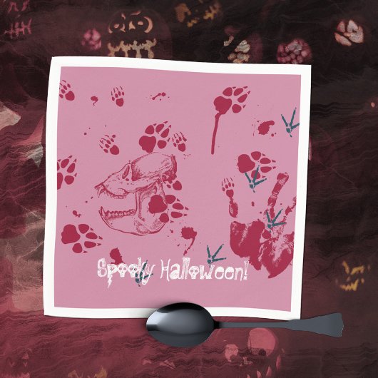 ハロウィン不気味スカル血痕 スタンダードカクテルナプキン