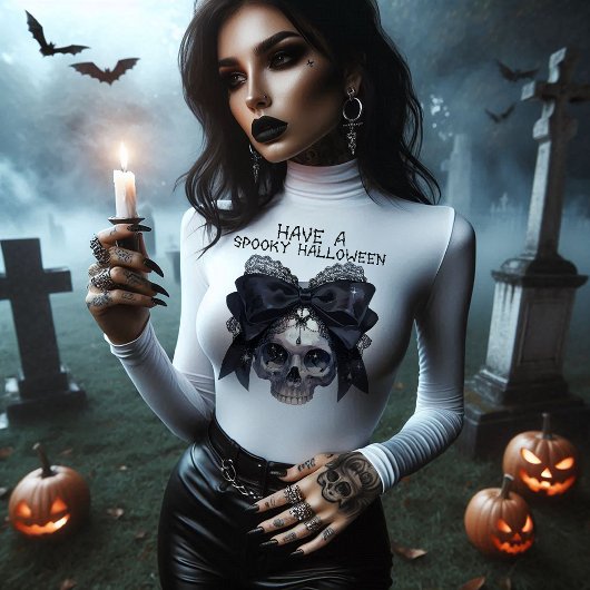 ハロウィン不気味スカル トライブレンドTシャツ