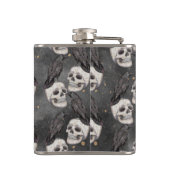 ハロウィン不気味スカル&ブラックカラス フラスク (裏面)
