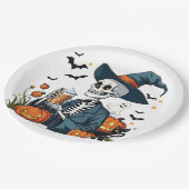 ハロウィン不気味スケルトンのサイピンパンプキンスパイス ペーパープレート (アングル)