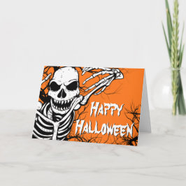 ハロウィン不気味スケルトンオレンジ怖い カード