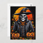 ハロウィン不気味スケルトン ポストカード (正面/裏面)
