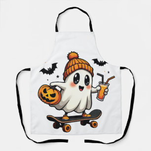 ハロウィン不気味スケートで滑るパンプキンスパイス幽霊秋 エプロン