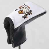 ハロウィン不気味スケートで滑るパンプキンスパイス幽霊秋 ゴルフヘッドカバー (3/4 正面)