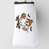 ハロウィン不気味スケートで滑るパンプキンスパイス幽霊秋 ゴルフヘッドカバー (回転90)