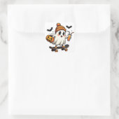 ハロウィン不気味スケートで滑るパンプキンスパイス幽霊秋 スクエアシール (バッグ)