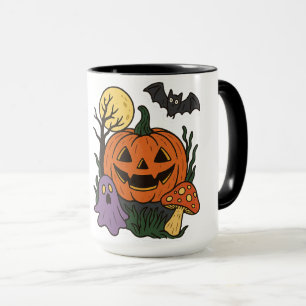 ハロウィン不気味ステッカー マグカップ