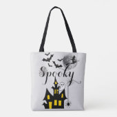 ハロウィン不気味スパイダーこうもりス幽霊のよく出るウィッチハウス トートバッグ (裏面)