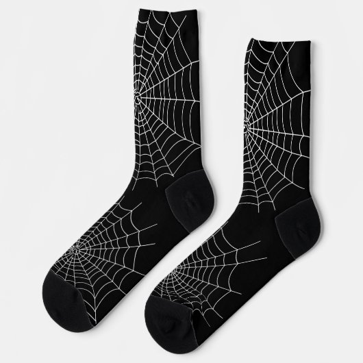 ハロウィン不気味スパイダーウェブ白黒 ソックス (左)