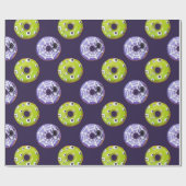 ハロウィン不気味スパイダーグリーンアイドモンスターパープル ラッピングペーパー (フラット)