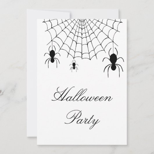 ハロウィン不気味スパイダーズ白黒パーティー 招待状 (正面)
