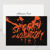 ハロウィン不気味スプラッシュレトロレッドオレンジホラー 案内状 (正面/裏面)