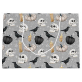 ハロウィン不気味タイルパーティーパターン ラージペーパーバッグ (正面)