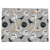 ハロウィン不気味タイルパーティーパターン ラージペーパーバッグ (裏面)