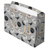 ハロウィン不気味タイルパーティーパターン ラージペーパーバッグ (裏面アングル)