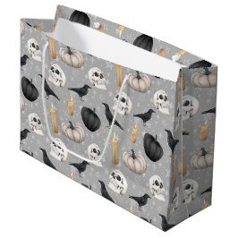 ハロウィン不気味タイルパーティーパターン ラージペーパーバッグ