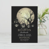 ハロウィン不気味ダークフルムーンハロウィーンのカボチャのちょうちん 招待状 (スタンド正面)