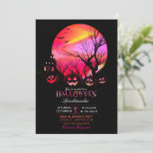 ハロウィン不気味ダークフルムーンハロウィーンのカボチャのちょうちん 招待状 (スタンド正面)