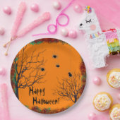 ハロウィン不気味ツリーズスパイダーズ秋の葉 ペーパープレート (パーティー)