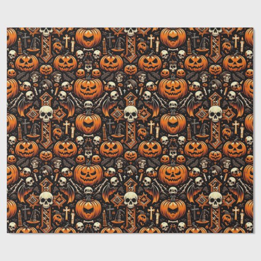 ハロウィン不気味テーマタイル ラッピングペーパー (フラット)