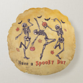 ハロウィン不気味デイスケルトン2面丸い枕 ラウンドクッション