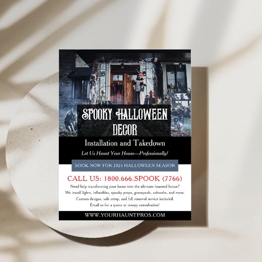 ハロウィン不気味デコレーションサービスフライヤーテンプレート チラシ