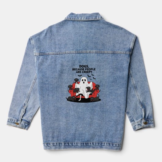 ハロウィン不気味ドッグ不気味幽霊 デニムジャケット (裏面)