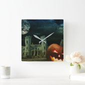 ハロウィン不気味ナイトおもしろい スクエア壁時計 (ホーム)