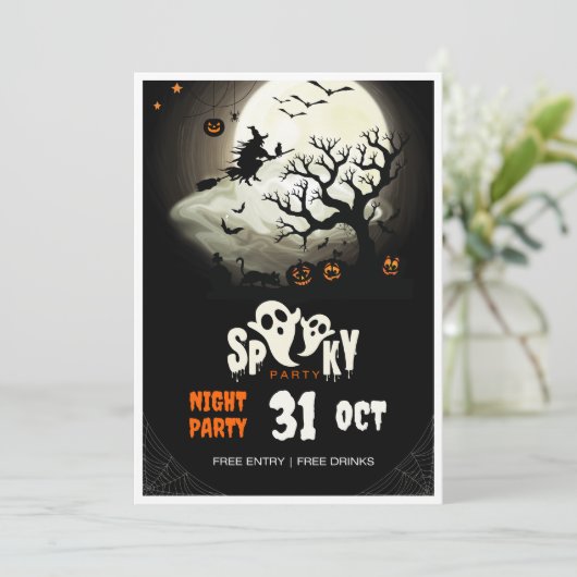 ハロウィン不気味ナイトパーティーフライヤー 招待状 (スタンド正面)