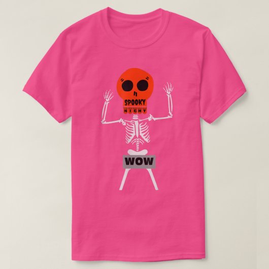 ハロウィン不気味ナイトブレイブスケルトンわあ Tシャツ (デザイン正面)