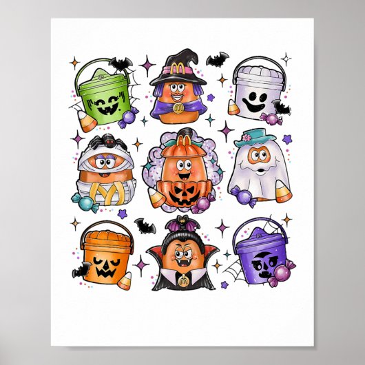 ハロウィン不気味ナゲットかわいい怖い映画キャラクター ポスター (正面)