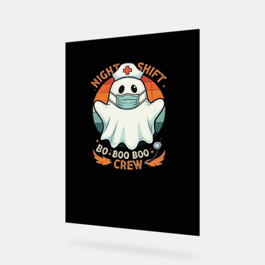 ハロウィン不気味ナースおもしろい幽霊コスチュームBoo アクリルサイン (傾斜)