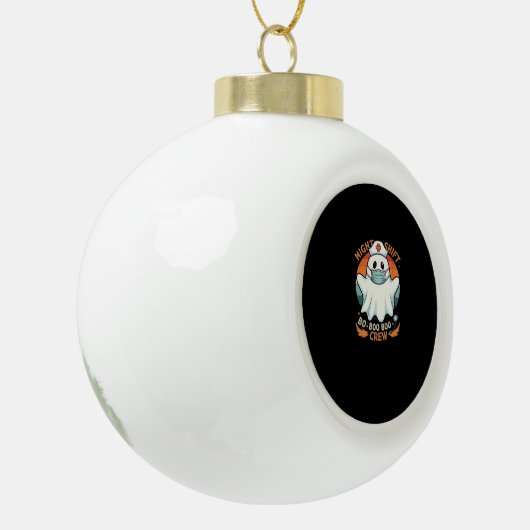 ハロウィン不気味ナースおもしろい幽霊コスチュームBoo セラミックボールオーナメント (左)