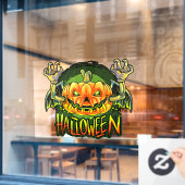 ハロウィン不気味ネオンこうもりパンプキン ウィンドウサイン (カフェ窓)