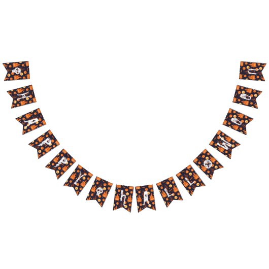 ハロウィン不気味ハウスこうもりツリーズパンプキンフェスティバル バンティングフラッグ (全)