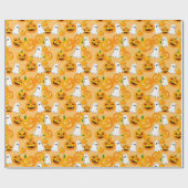 ハロウィン不気味ハロウィーンのカボチャのちょうちん不気味幽霊 ラッピングペーパー (フラット)
