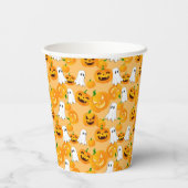 ハロウィン不気味ハロウィーンのカボチャのちょうちん不気味幽霊 紙コップ (裏面)