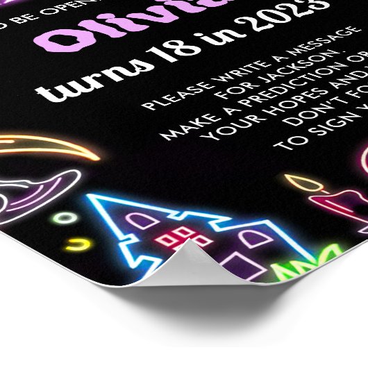 ハロウィン不気味バースデーパーティー時間カプセルサイン ポスター (角)