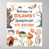 ハロウィン不気味バースデーパーティー歓迎サイン ポスター (正面)