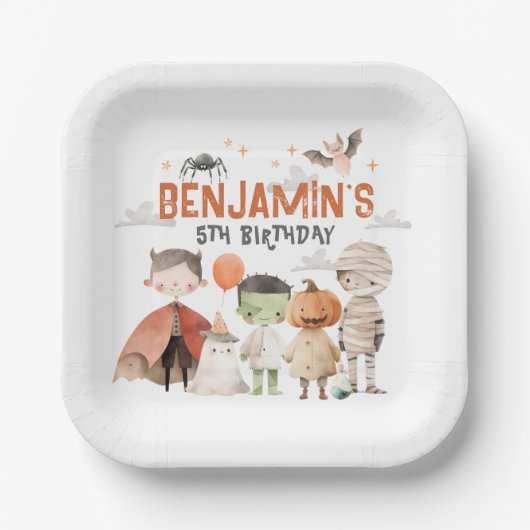 ハロウィン不気味バースデーパーティー紙プレート ペーパープレート (正面)