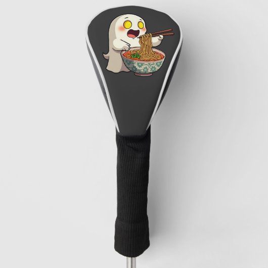 ハロウィン不気味パステルかわいい幽霊食べズラーメン ゴルフヘッドカバー (正面)